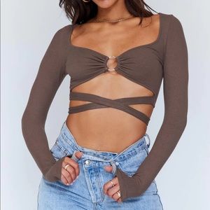 Princess Polly Corey Long Sleeve Top Brown